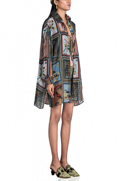 Multicoloured hututi printed shirt dress