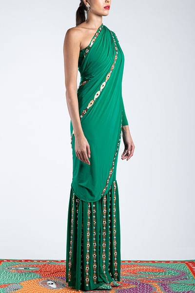 Green Blade Runner Sari drape