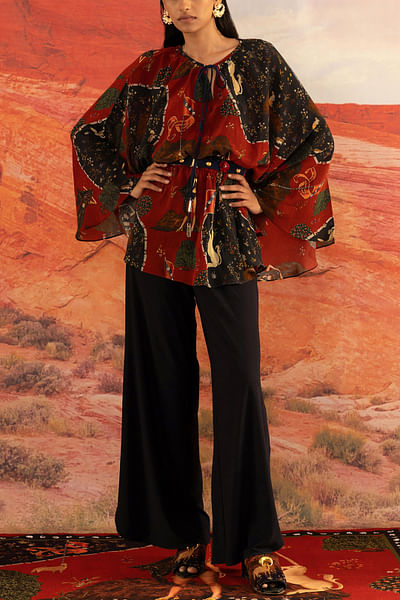 Multicolour printed top