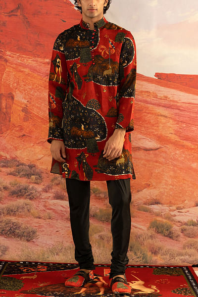 Multicolour printed kurta set