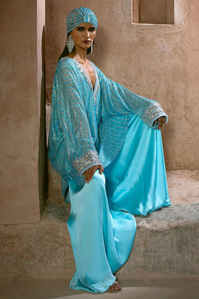 Ice blue crystal tunic and skirt set
