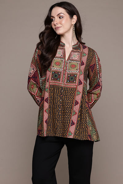 Multicolour tribal printed top