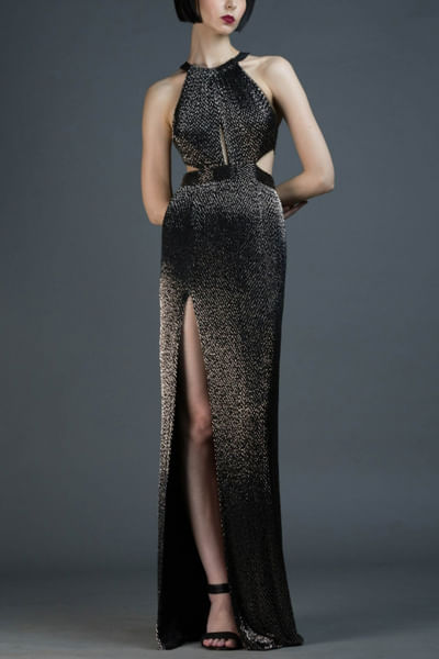 Gunmetal embellished gown
