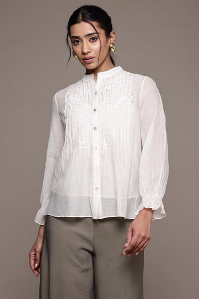 Ecru embroidered shirt