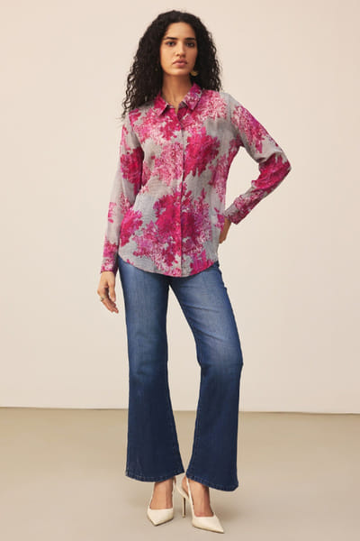 Ritu Kumar Purple floral print shirt RITUJUN26D347321