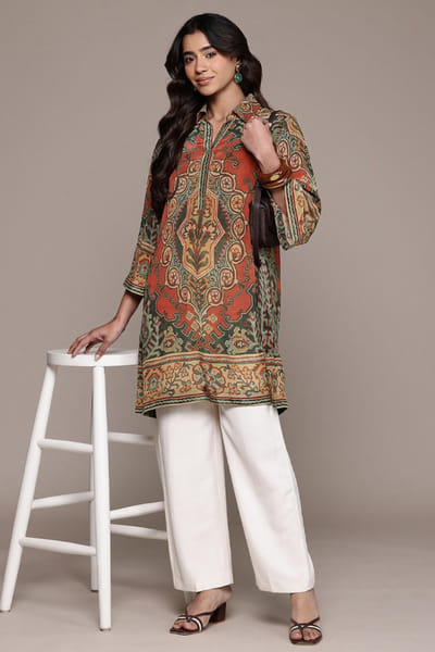 Ritu Kumar Rust geometric print top RITUJUN26D347294