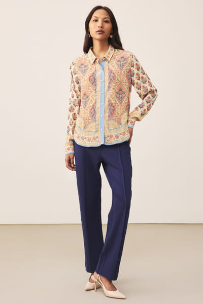 Ritu Kumar Ecru floral print shirt RITUJUN26D347323