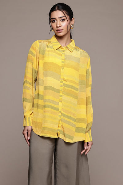 Yellow geometric printed shirt