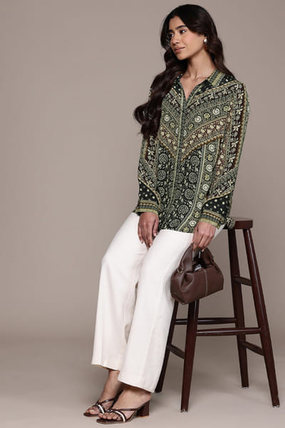 Ritu Kumar Black printed shirt RITUMAY26D245552