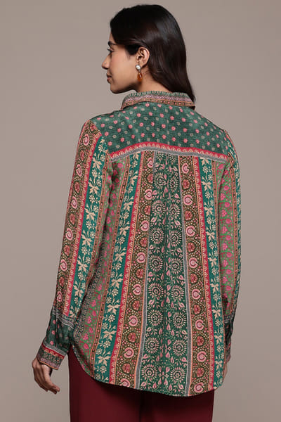 Ritu Kumar Teal printed shirt RITUMAY26D245553