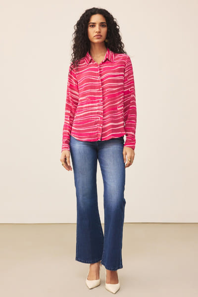 Ritu Kumar Pink abstract striped print shirt RITUJUN26D347327