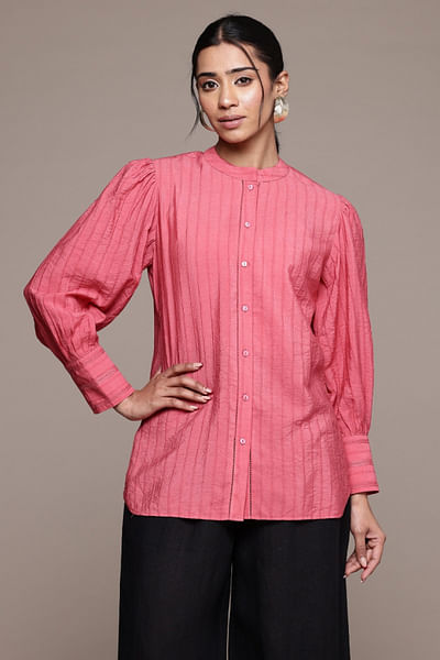 Pink button-down shirt