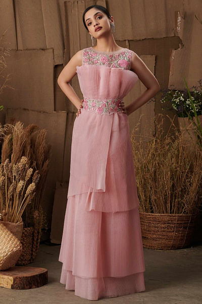 Pink pleated gown