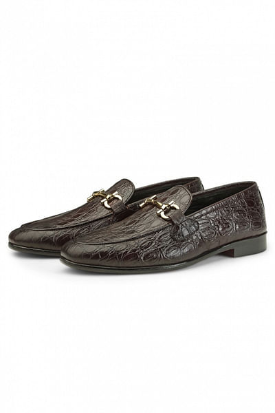 Brown leather loafers