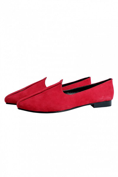 Ruby red suede mojris