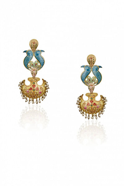 Multicoloured and gold plated earrings
