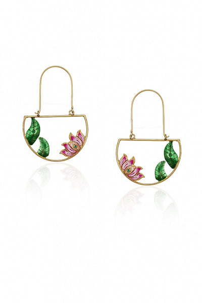 Pink and green earrings