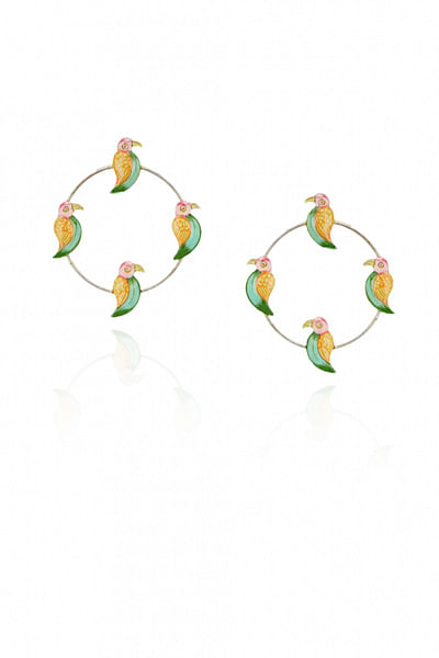 Silver parrot hoops