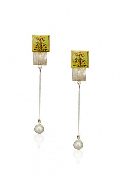 Golden and silver drop earrings