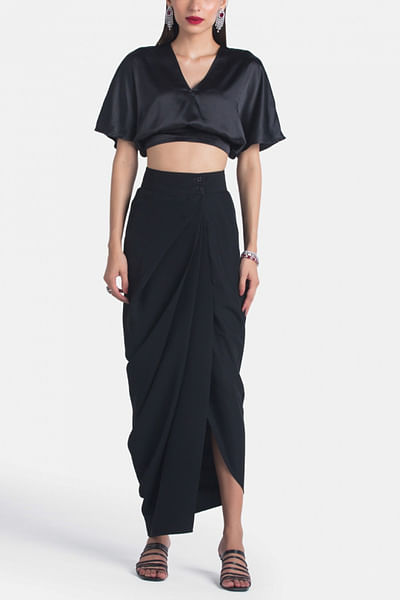 Black draped skirt