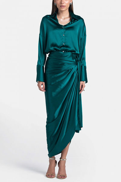 Forest green draped skirt