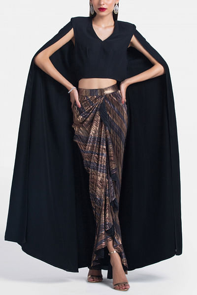 Multicolour metallic wrap wround skirt