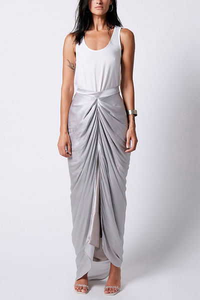 Grey draped skirt