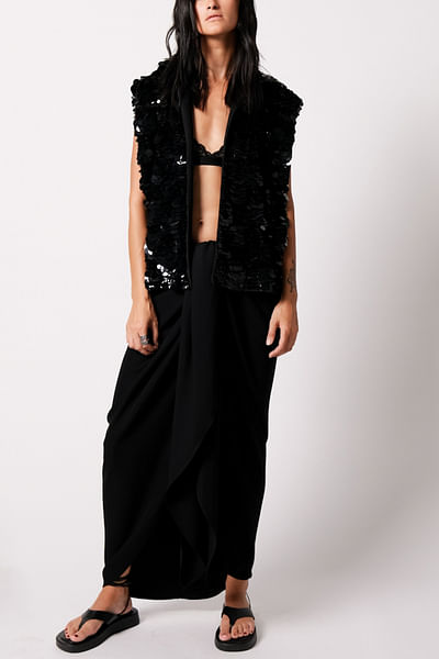 Black draped skirt