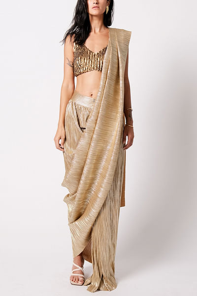 Gold metallic concept sari