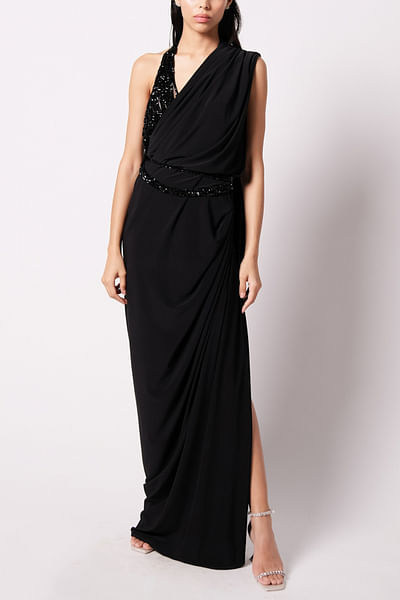 Black luxe jersey sari and blouse
