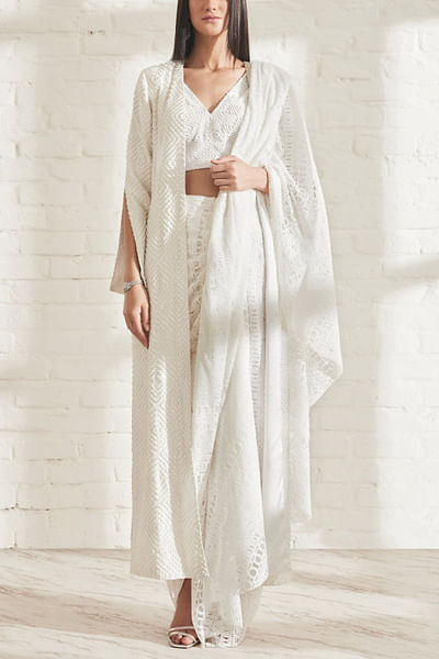 White concept sari set