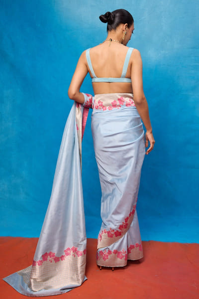 Ekaya Ice blue kadwa banarasi silk sari EKAYMAY26D144916