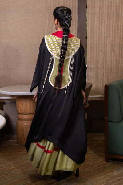 Saim Black printed patchwork kaftan-skirt set SAIMMAY26D145597