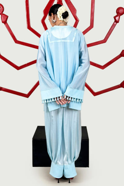 Saim Sky blue patchwork chanderi silk co-ord set SAIMJUL26D150851