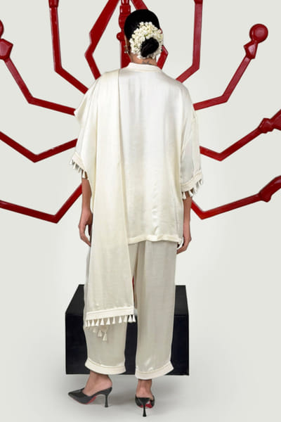 Saim Off-white draped silk co-ord set SAIMJUL26D150846
