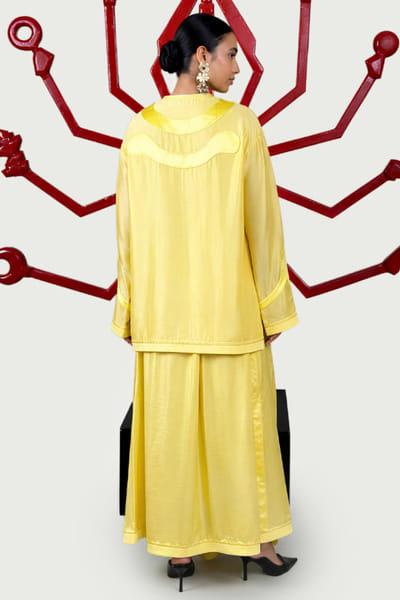 Saim Yellow patchwork chanderi silk co-ord set SAIMJUL26D150848