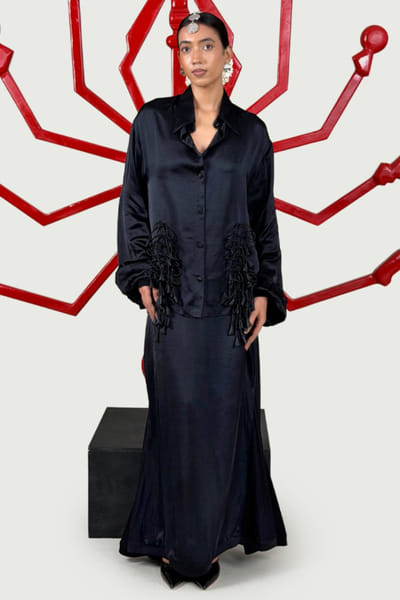 Saim Black silk co-ord set SAIMJUL26D150853