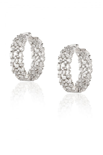 Silver cubic zirconia embellished hoops