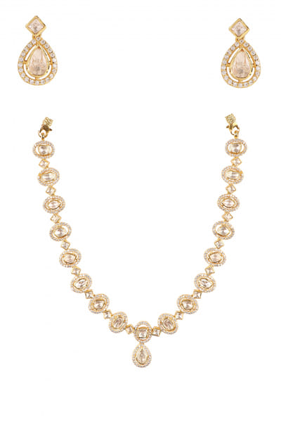 Sica Jewellery Gold plated polki necklace set SICJW2211