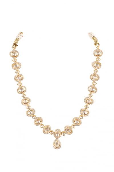 Sica Jewellery Gold plated polki necklace set SICJW2211