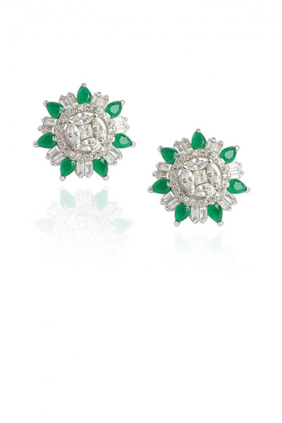 Green cubic zirconia embellished studs