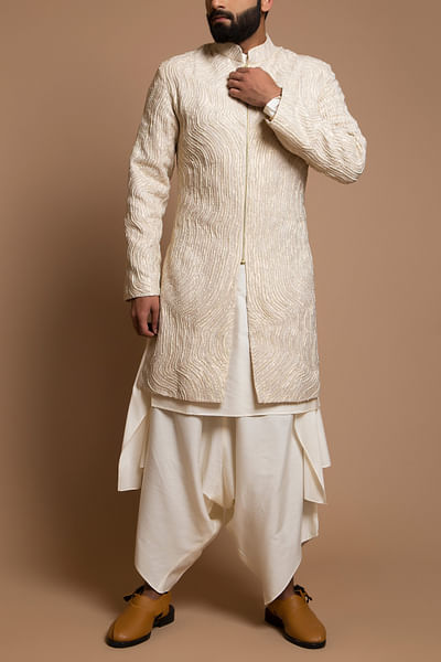Ivory zipper front sherwani