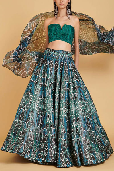 Emerald printed lehenga set