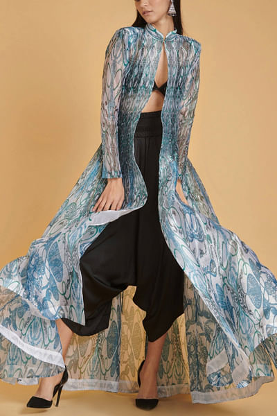 Ivory printed organza jacket