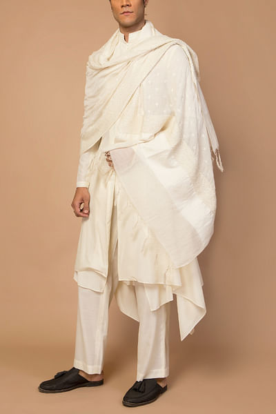 Ivory draped kurta & pants set