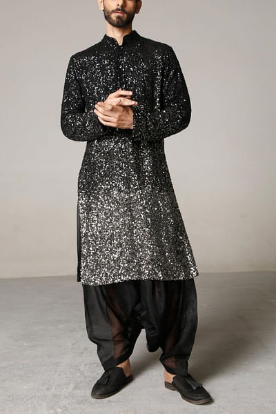 Black embellished kurta set