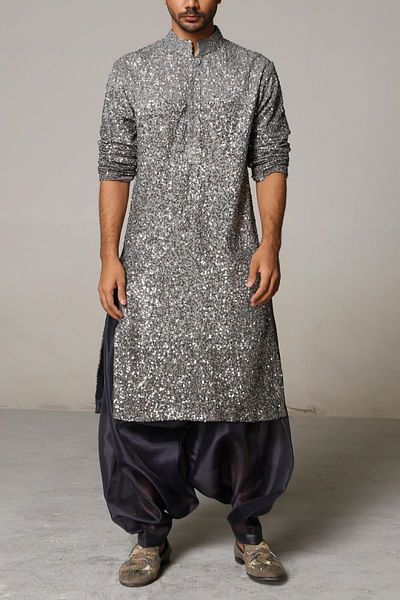 Pewter embellished kurta set