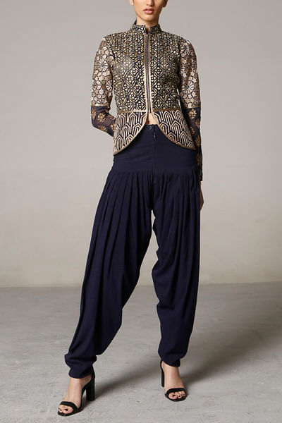 Navy knitted patiala pants