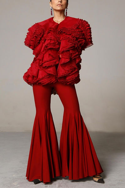 Red bell bottom pants