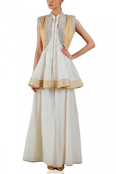 Ivory gharara and jacket set